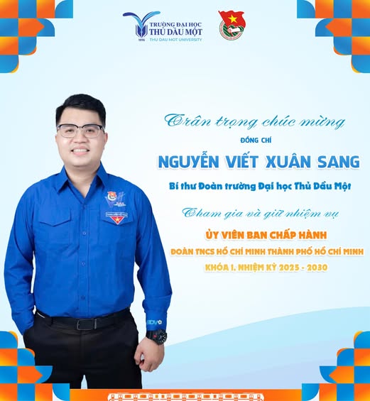 Chúc mừng đồng chí Nguyễn Viết Xuân sang tham gia và giữ chức vụ Ủy viên Ban Chấp hành Đoàn TNCS Hồ Chí Minh TP. Hồ Chí Minh khóa I, nhiệm kỳ 2025–2030
